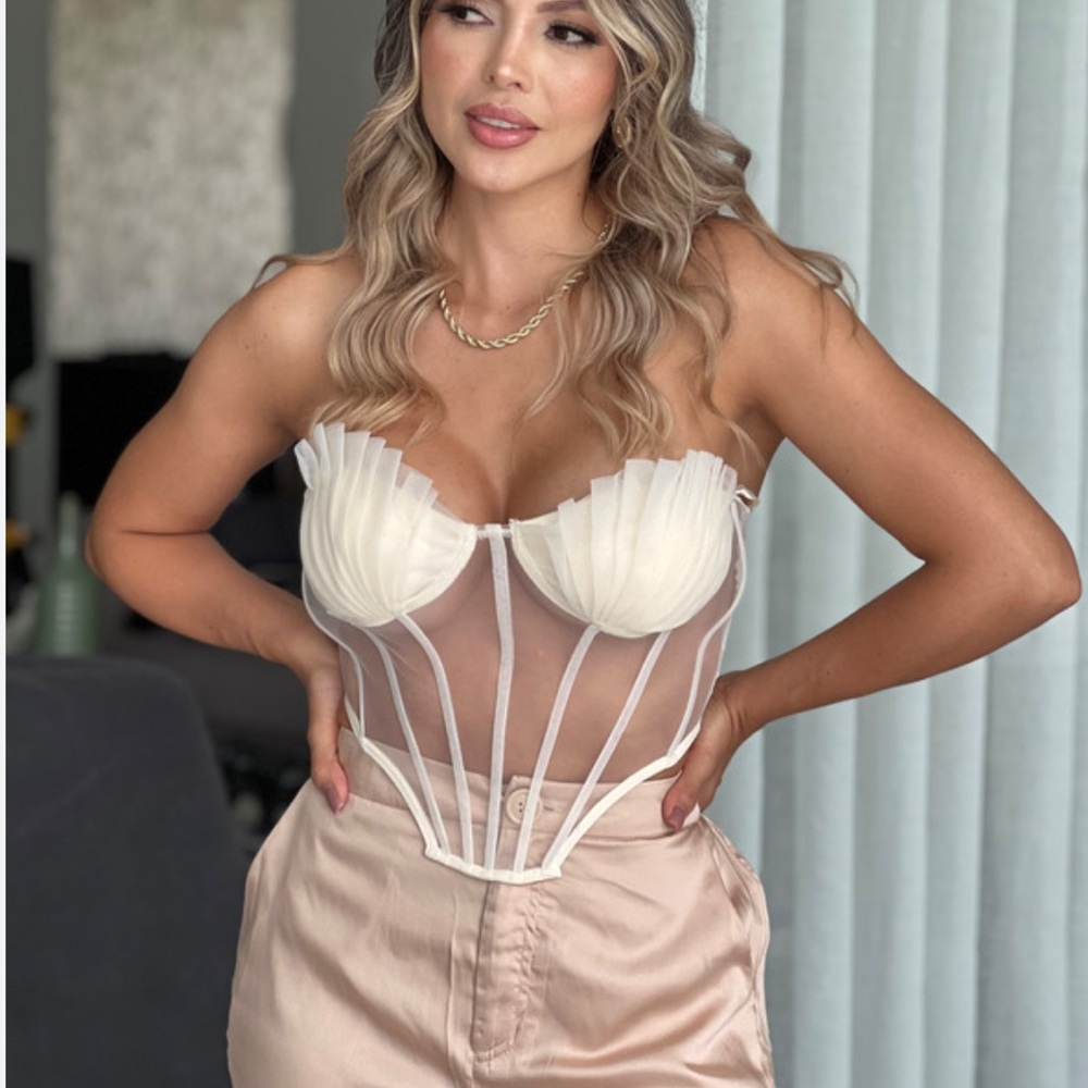 Chic White Sheer Corset Top